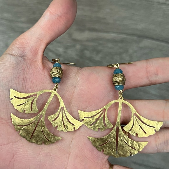 Handmade big art nouveau petal drop earrings - Picture 2 of 6